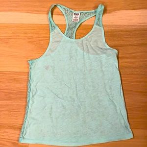 Pink turquoise tank tap lace detail new never worn